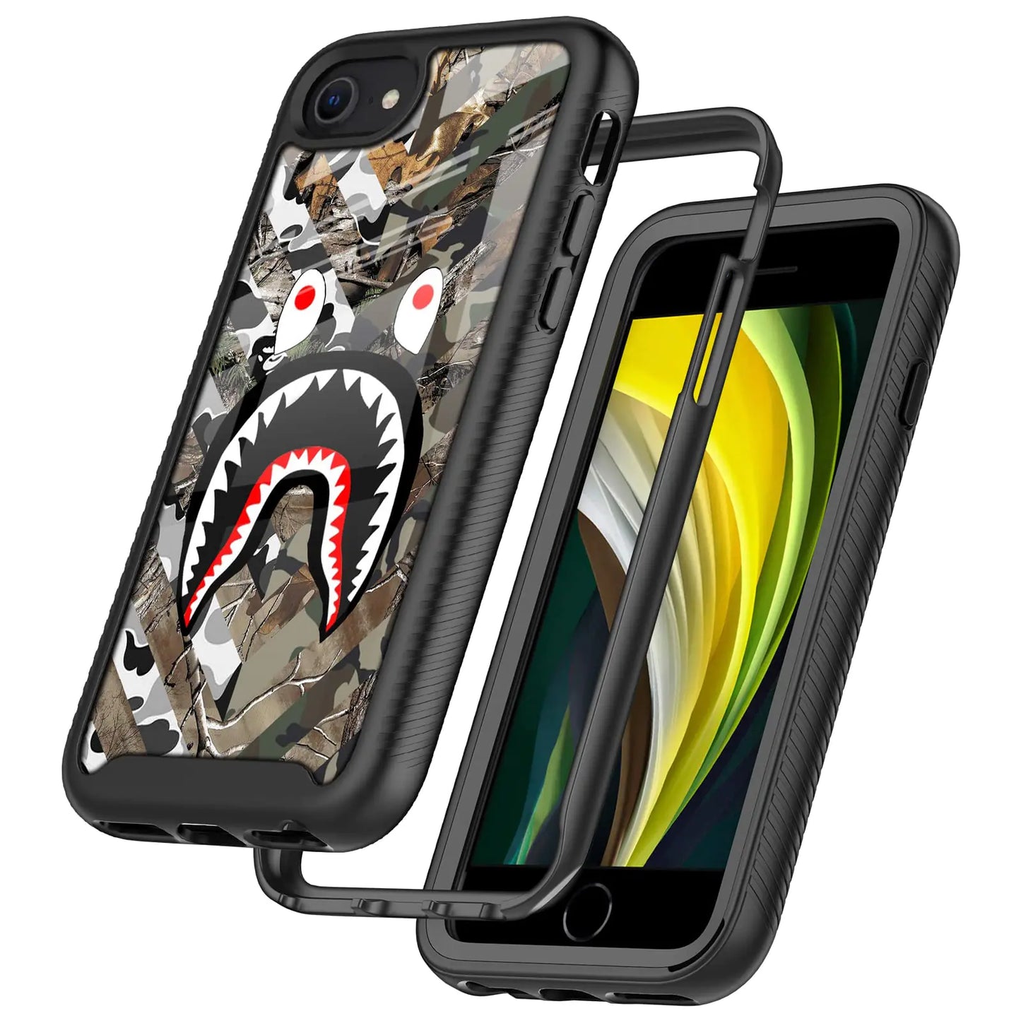 Skeleton Kissing Lovers Gothic Skull Tarot Design Compatible with iPhone SE Case,iPhone 7/8 Case for Boy Girl Luxury Shockproof Rugged Cover Dual Layer Soft Bumper Full-Body Protective Case
